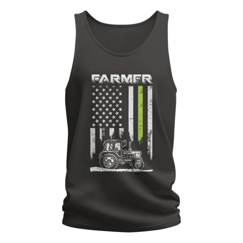 Farmer Tractor Patriotic American Flag - Unisex Jersey Tank