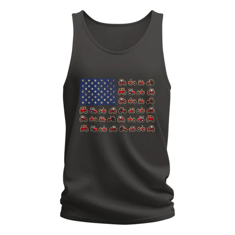 Farming Tractor Vintage Patriotic American Flag - Unisex Jersey Tank