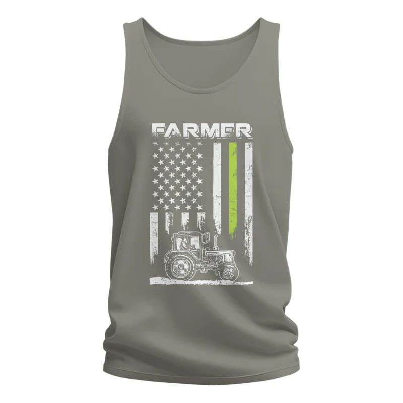 Farmer Tractor Patriotic American Flag - Unisex Jersey Tank