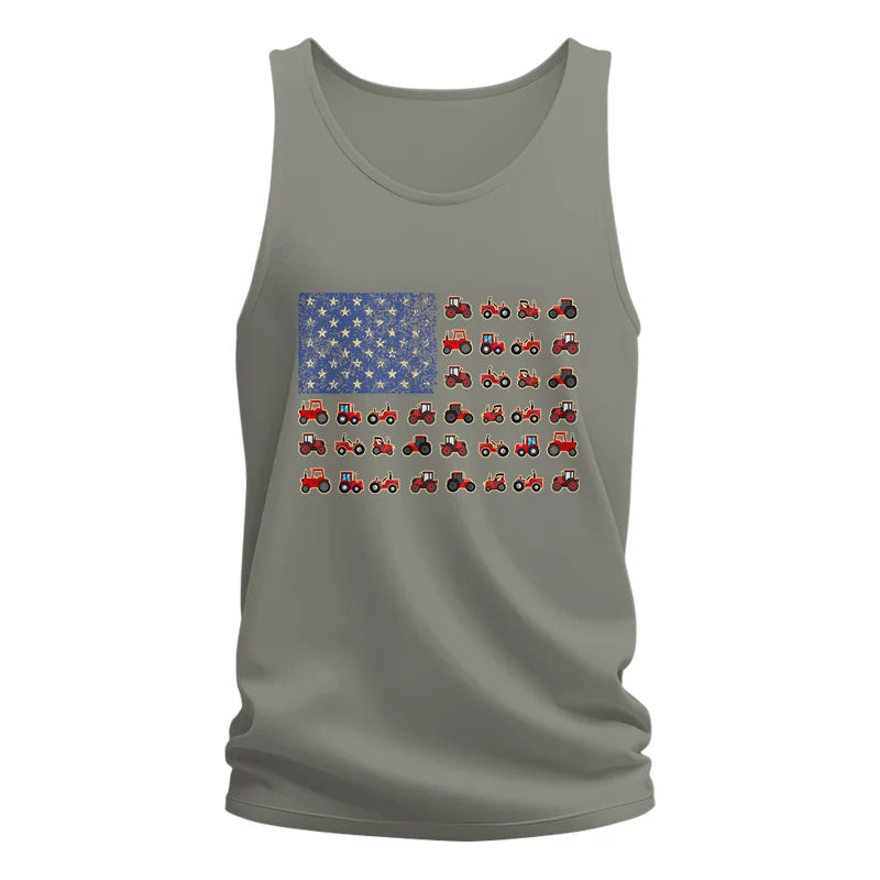 Farming Tractor Vintage Patriotic American Flag - Unisex Jersey Tank