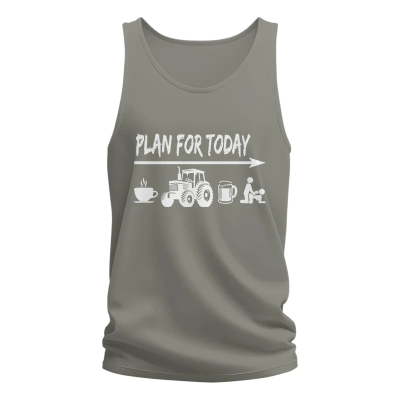 Funny Farmer Plan For Today Coffee Tractor Beer Bed - Unisex Jersey Tank