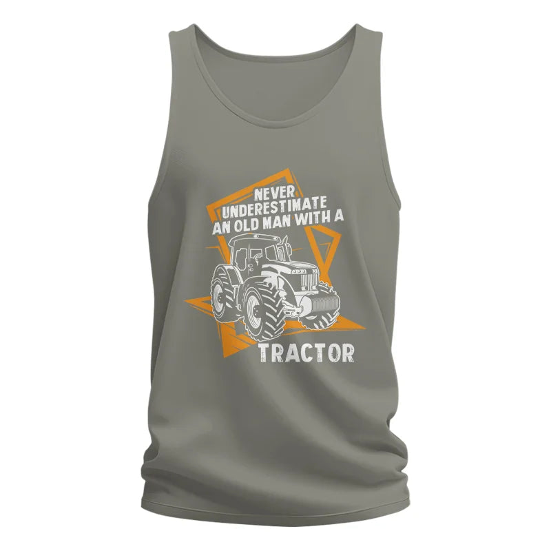 Image of Never Underestimate An Old Man With A Tractor Farming Dad - Unisex Jersey Tank