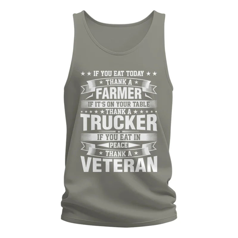 Image of Thank a Farmer Thank a Trucker Thank a Veteran Appreciation - Unisex Jersey Tank