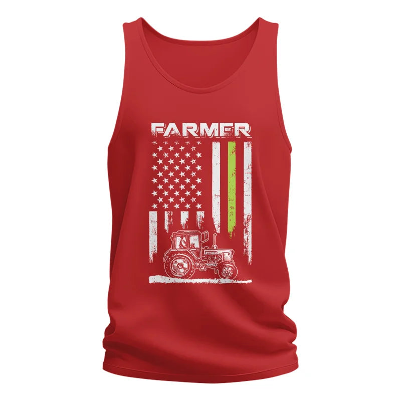 Farmer Tractor Patriotic American Flag - Unisex Jersey Tank