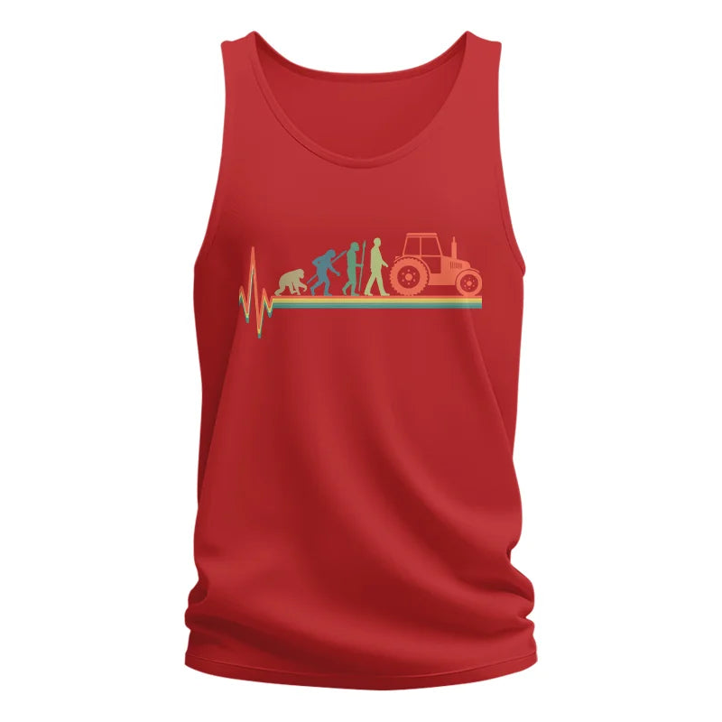 Heartbeat Evolution Farmer Tractor Agriculture Vintage - Unisex Jersey Tank