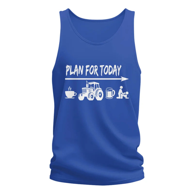 Image of Funny Farmer Plan For Today Coffee Tractor Beer Bed - Unisex Jersey Tank