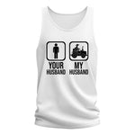 My Husband Is Cooler Than Yours Funny Farm Tractor 2 - Unisex Jersey Tank