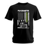 Farmer Tractor Patriotic American Flag - Unisex Softstyle T-Shirt