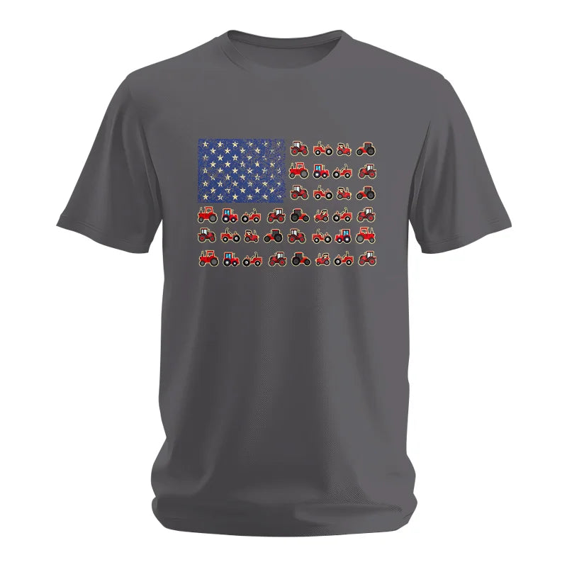 Farming Tractor Vintage Patriotic American Flag - Unisex Softstyle T-Shirt