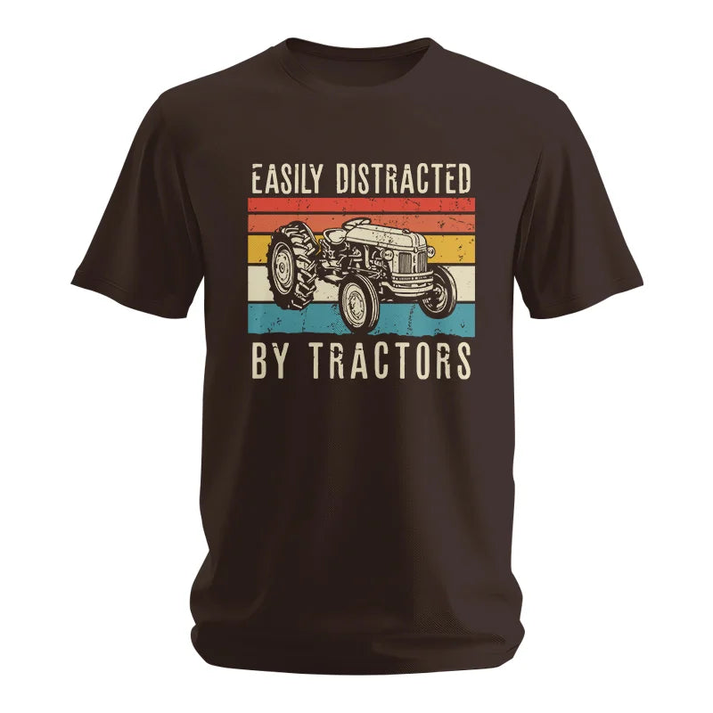 Easily Distracted By Tractors Vintage Design - Unisex Softstyle T-Shirt