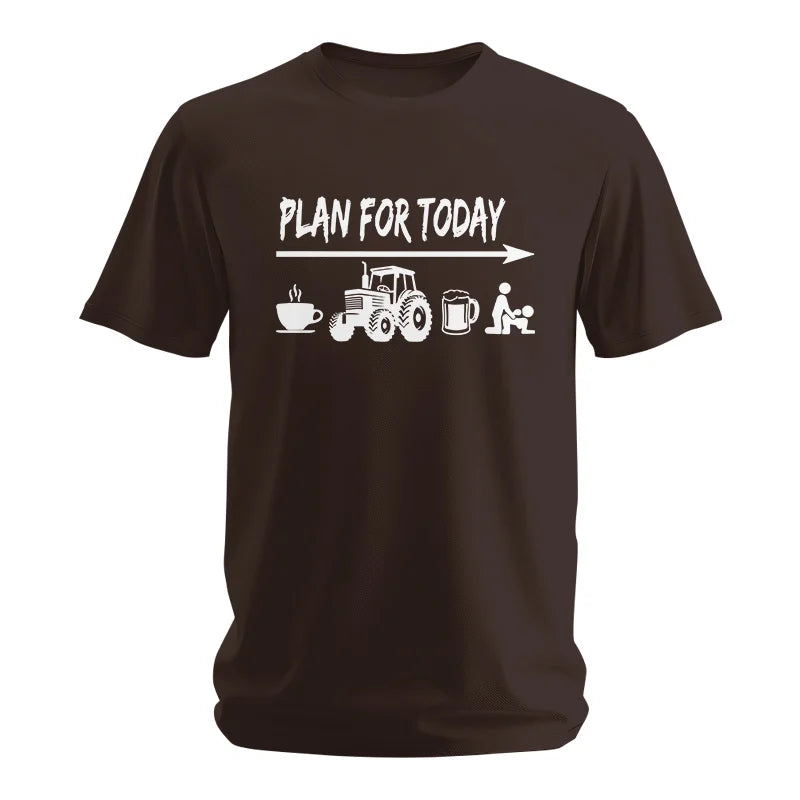 Funny Farmer Plan For Today Coffee Tractor Beer Bed - Unisex Softstyle T-Shirt