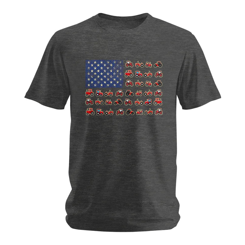 Farming Tractor Vintage Patriotic American Flag - Unisex Softstyle T-Shirt