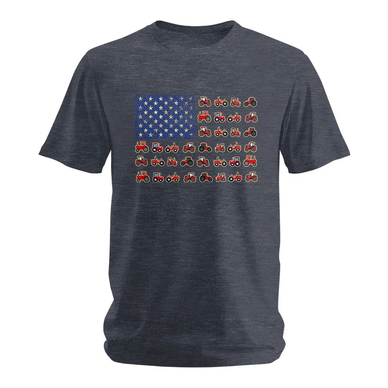 Farming Tractor Vintage Patriotic American Flag - Unisex Softstyle T-Shirt