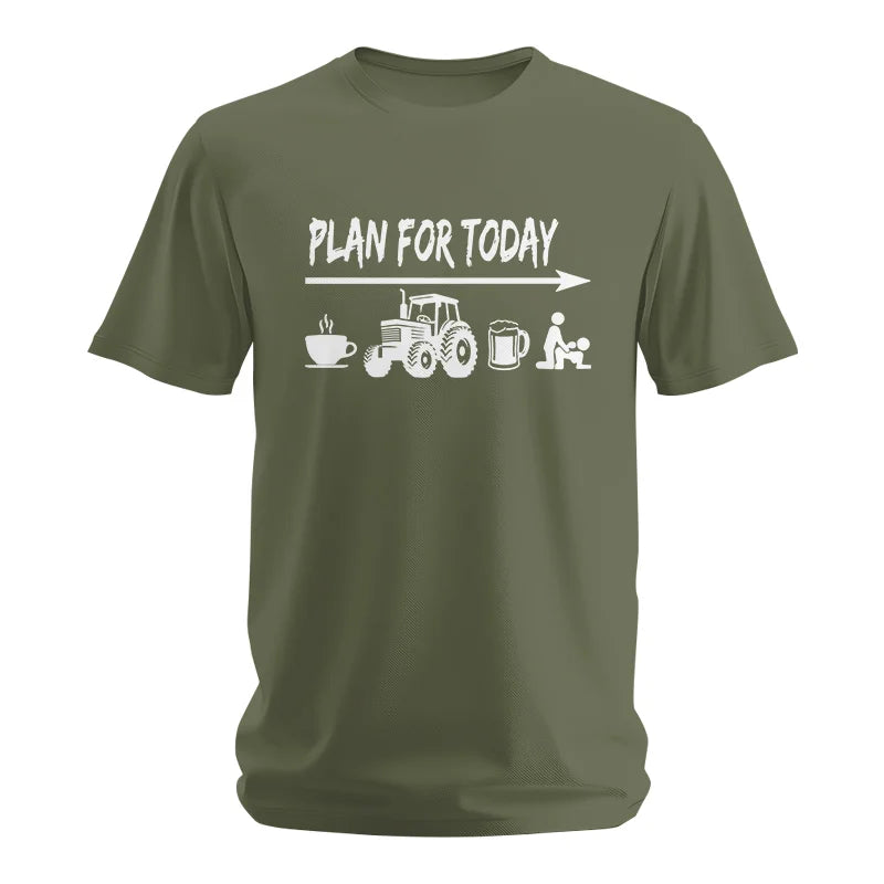 Image of Funny Farmer Plan For Today Coffee Tractor Beer Bed - Unisex Softstyle T-Shirt