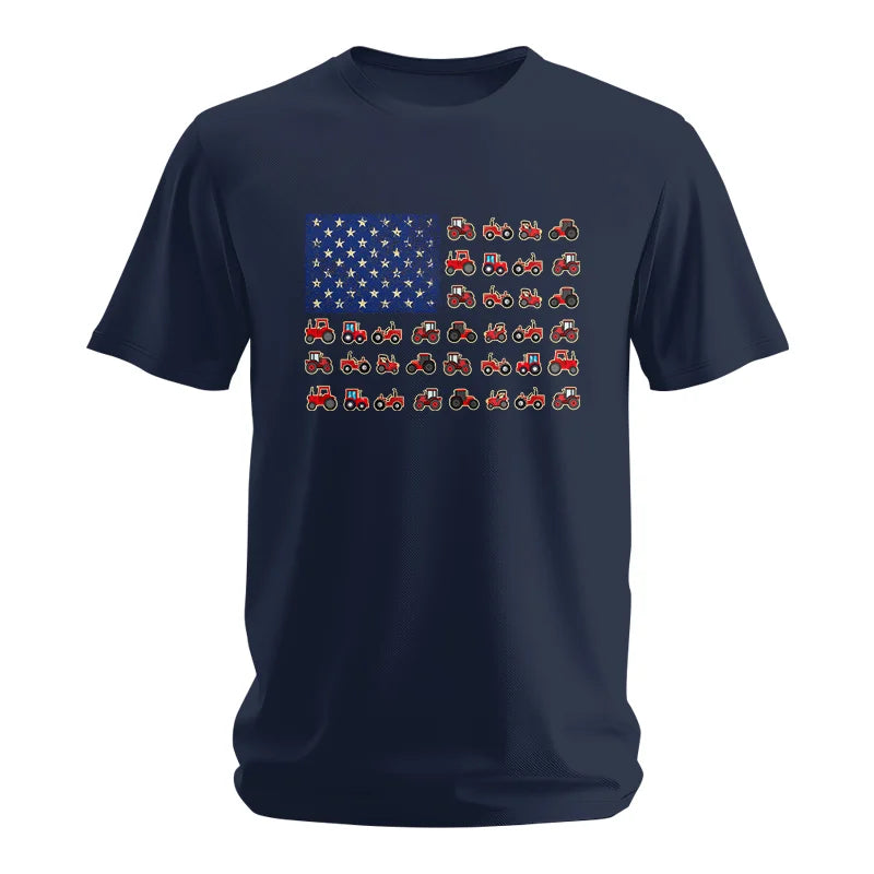 Farming Tractor Vintage Patriotic American Flag - Unisex Softstyle T-Shirt