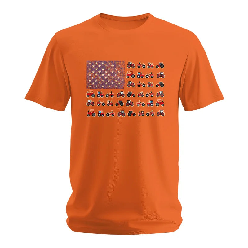 Farming Tractor Vintage Patriotic American Flag - Unisex Softstyle T-Shirt