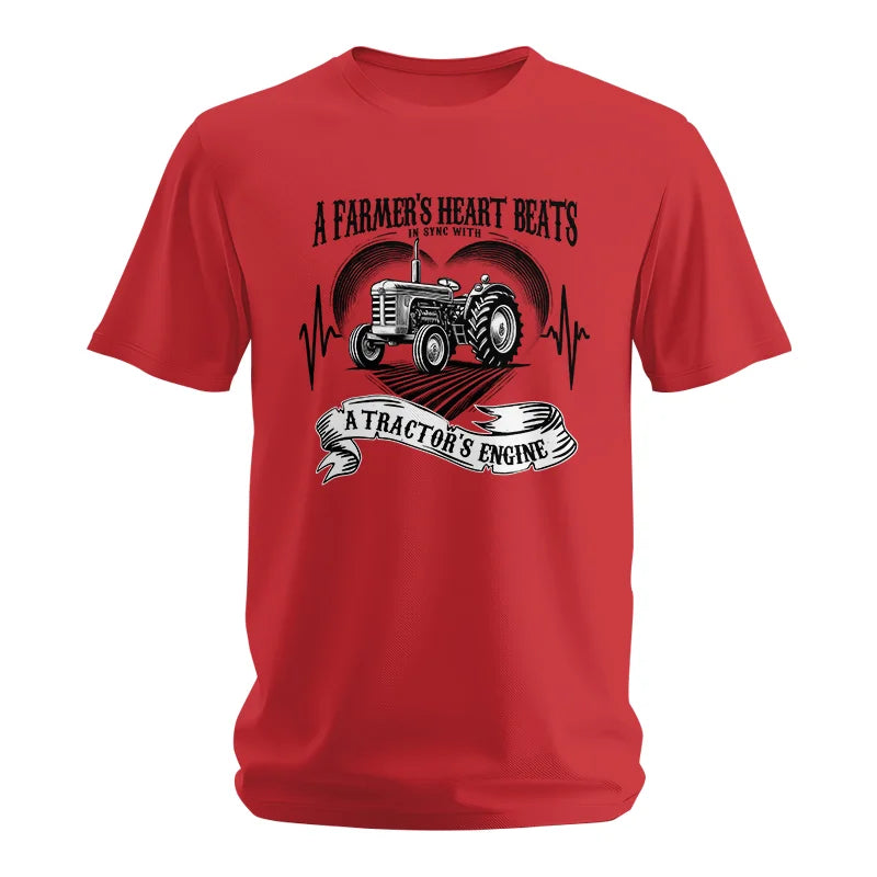 A Farmer’s Heart Beats A Tractor’s Engine - Unisex Softstyle T-Shirt