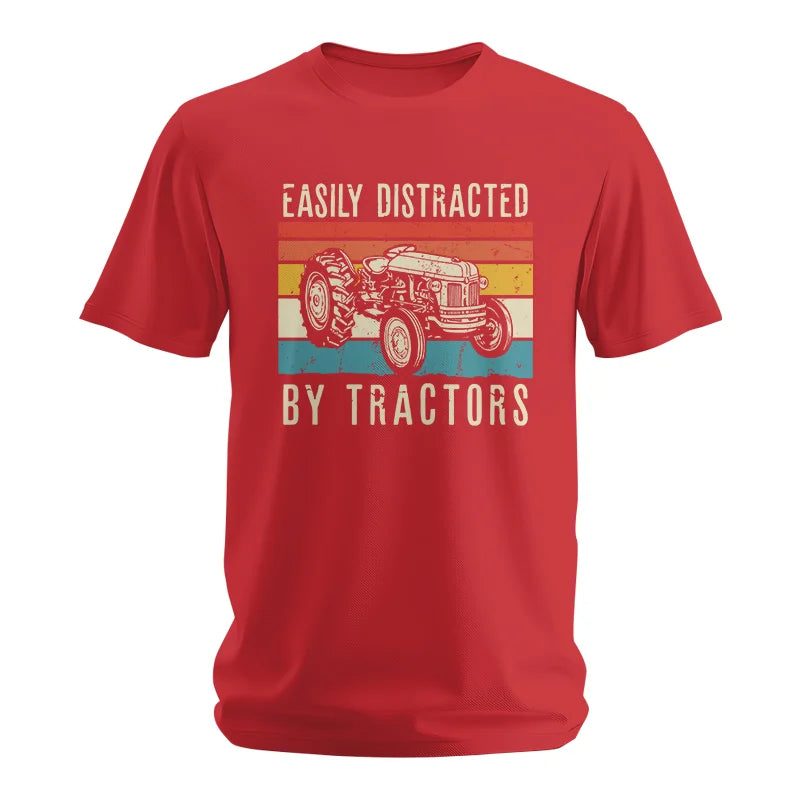 Easily Distracted By Tractors Vintage Design - Unisex Softstyle T-Shirt