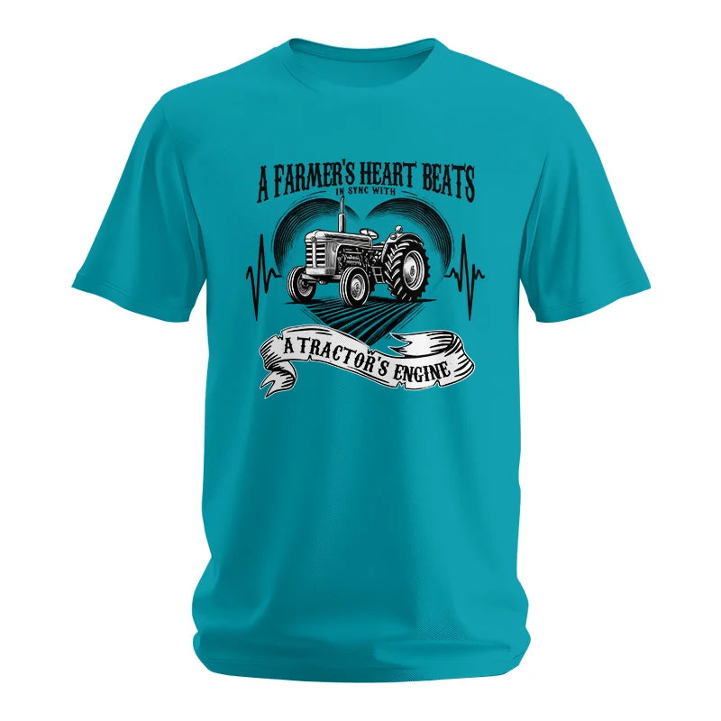 A Farmer’s Heart Beats A Tractor’s Engine - Unisex Softstyle T-Shirt