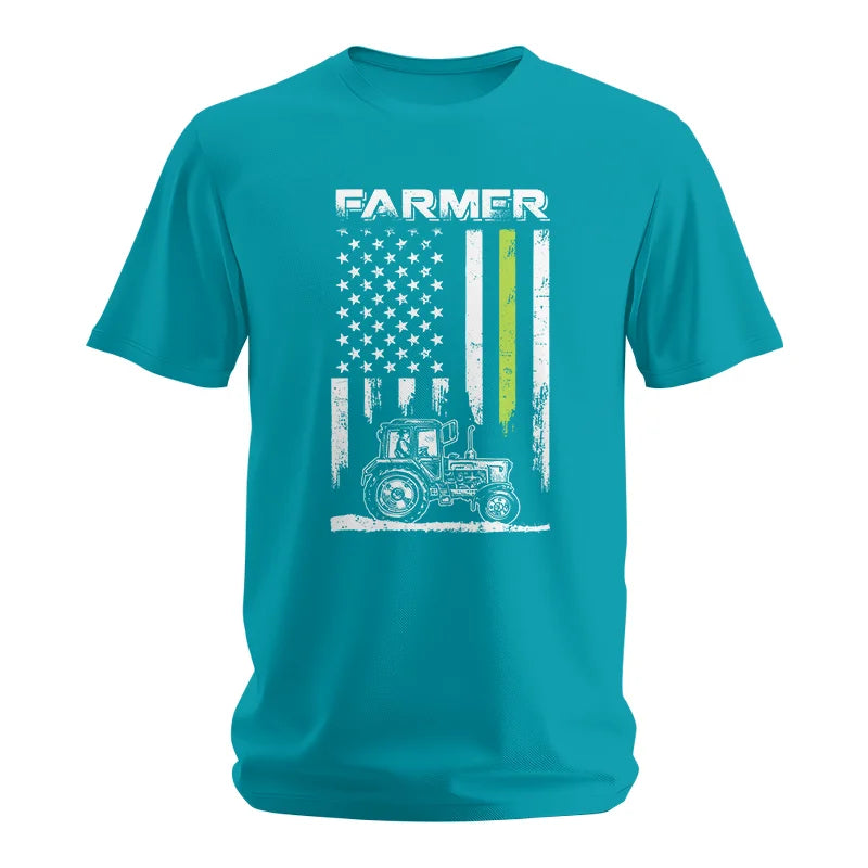 Farmer Tractor Patriotic American Flag - Unisex Softstyle T-Shirt