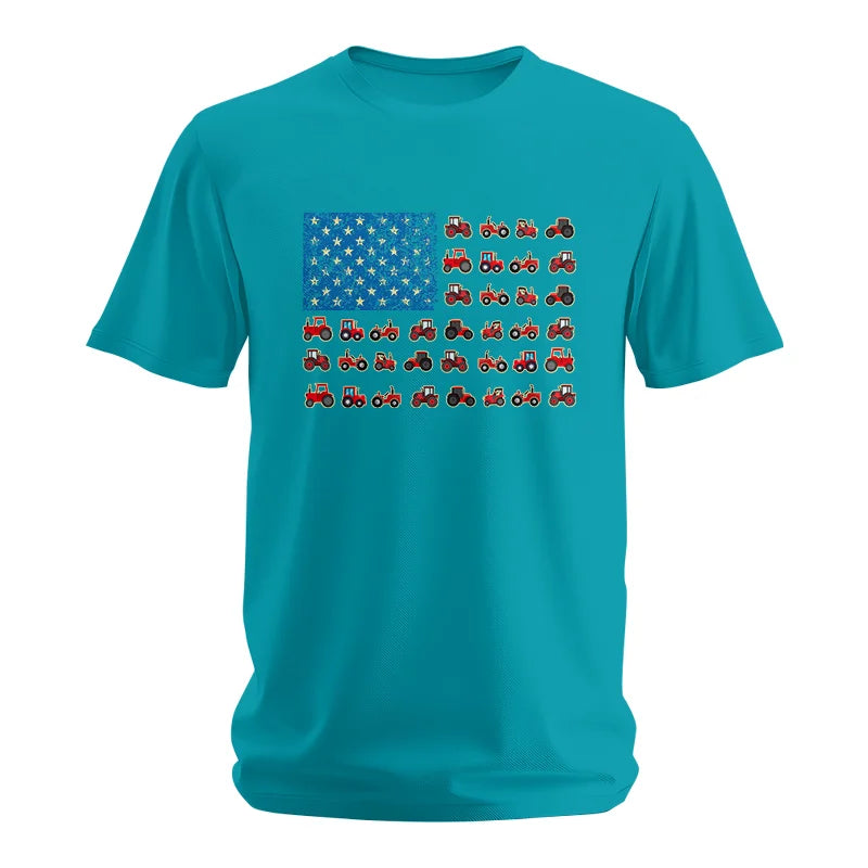 Farming Tractor Vintage Patriotic American Flag - Unisex Softstyle T-Shirt