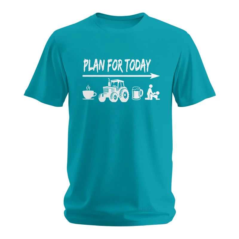 Funny Farmer Plan For Today Coffee Tractor Beer Bed - Unisex Softstyle T-Shirt