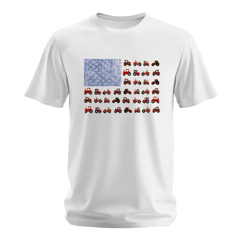 Farming Tractor Vintage Patriotic American Flag - Unisex Softstyle T-Shirt