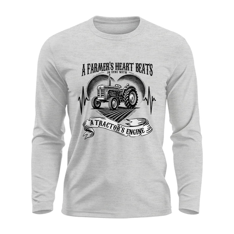 A Farmer’s Heart Beats A Tractor’s Engine - Unisex Ultra Cotton Long Sleeve Tee