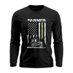 Farmer Tractor Patriotic American Flag - Unisex Ultra Cotton Long Sleeve Tee