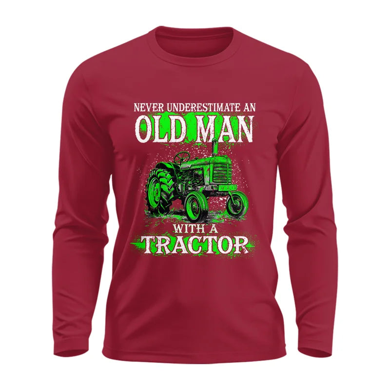 Image of Funny Quote Never Underestimate Old Man Tractor - Unisex Ultra Cotton Long Sleeve Tee