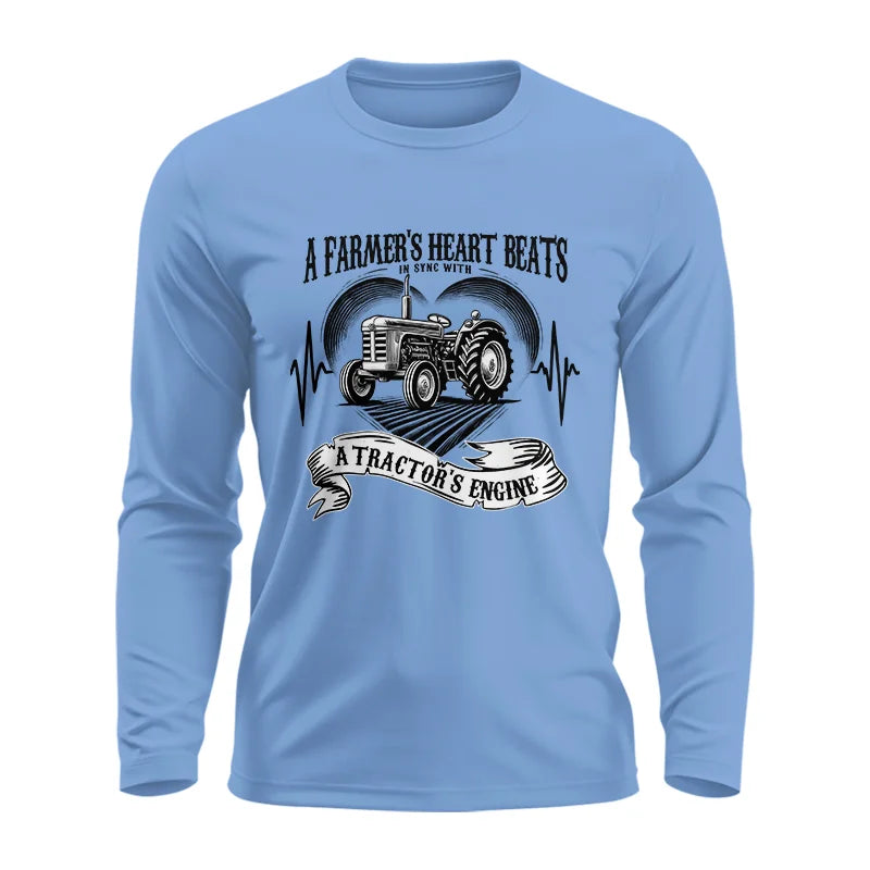 Image of A Farmer’s Heart Beats A Tractor’s Engine - Unisex Ultra Cotton Long Sleeve Tee