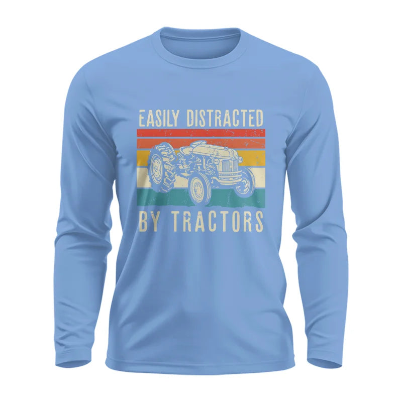 Easily Distracted By Tractors Vintage Design - Unisex Ultra Cotton Long Sleeve Tee