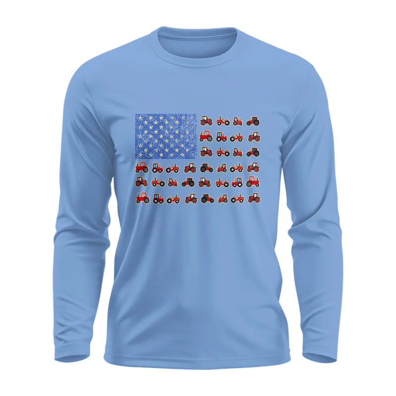 Farming Tractor Vintage Patriotic American Flag - Unisex Ultra Cotton Long Sleeve Tee