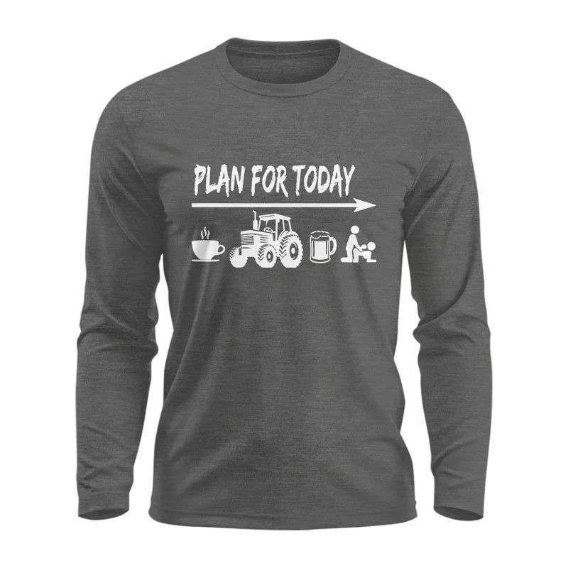 Image of Funny Farmer Plan For Today Coffee Tractor Beer Bed - Unisex Ultra Cotton Long Sleeve Tee