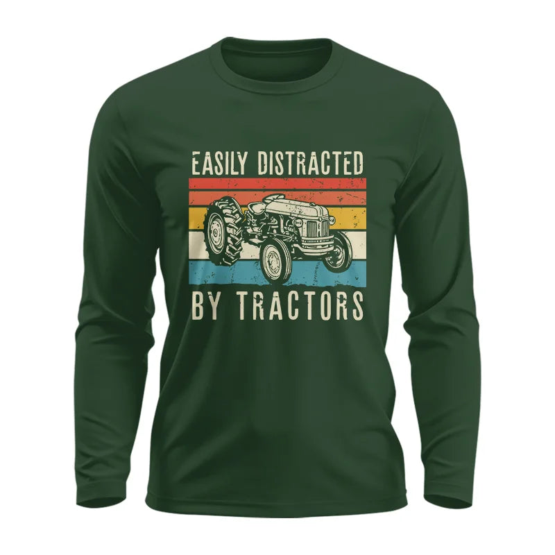 Easily Distracted By Tractors Vintage Design - Unisex Ultra Cotton Long Sleeve Tee