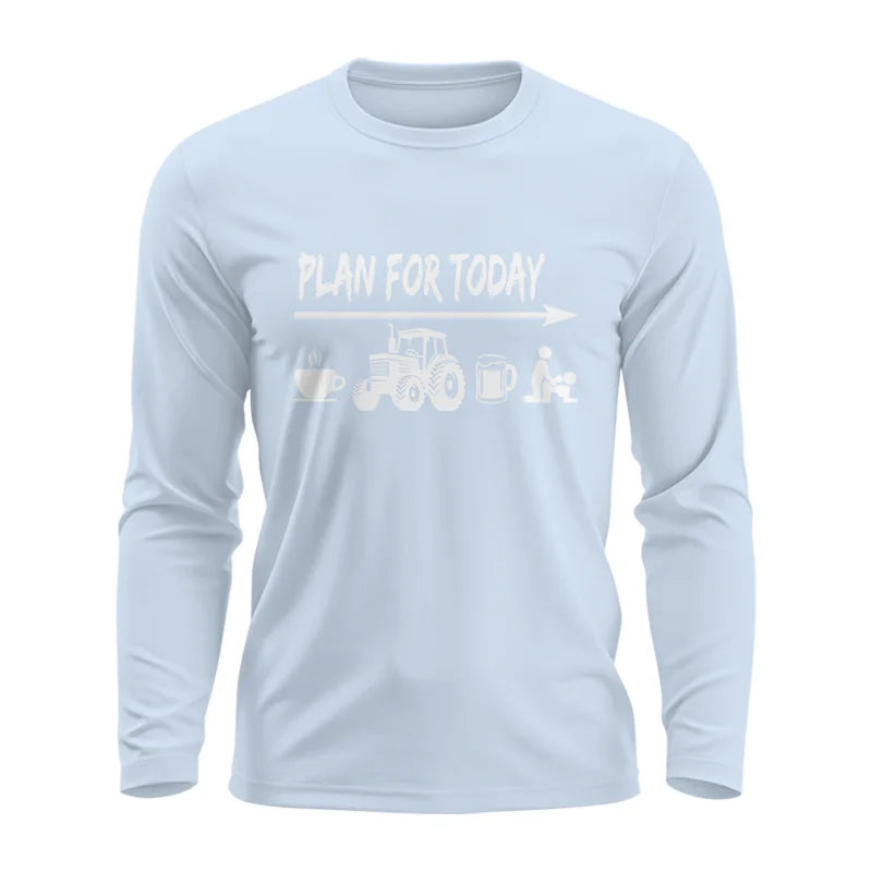 Funny Farmer Plan For Today Coffee Tractor Beer Bed - Unisex Ultra Cotton Long Sleeve Tee