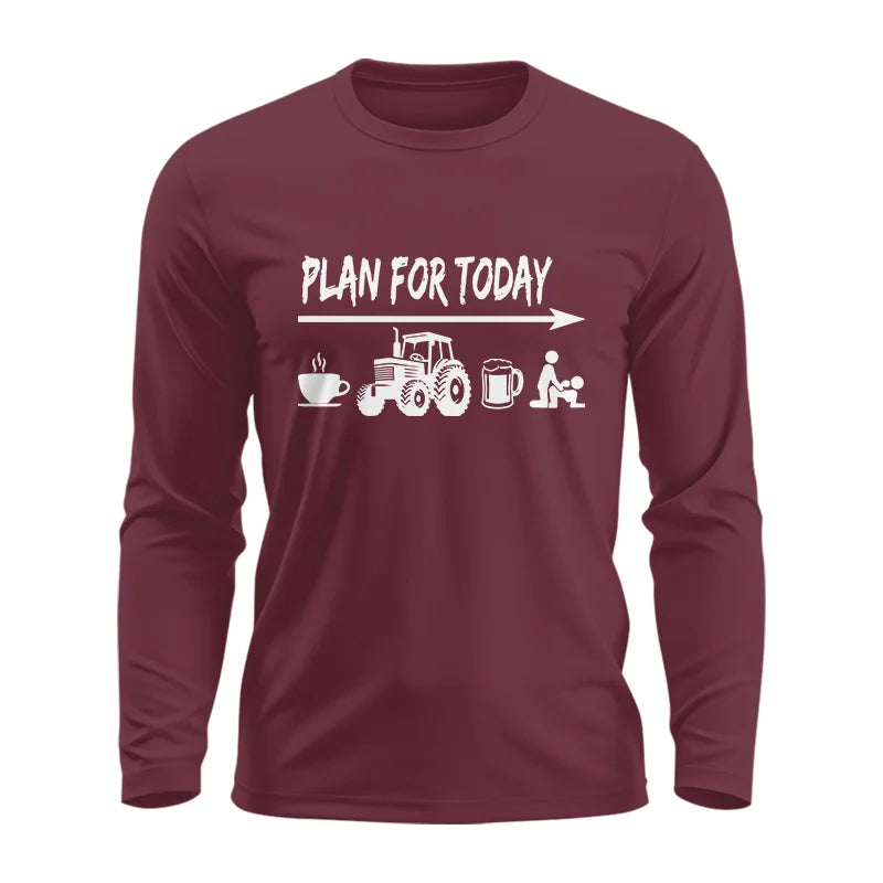 Image of Funny Farmer Plan For Today Coffee Tractor Beer Bed - Unisex Ultra Cotton Long Sleeve Tee