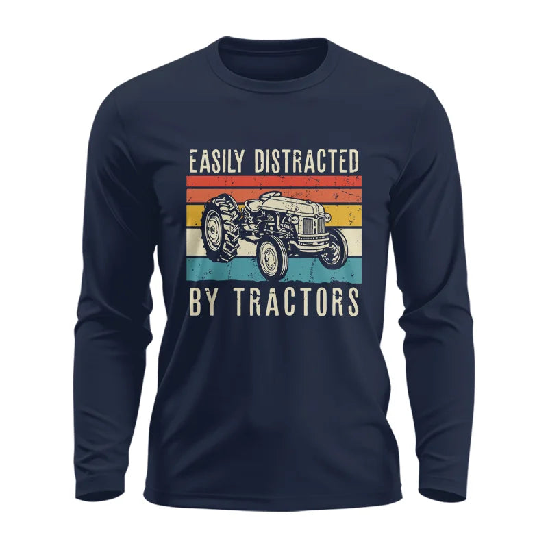 Easily Distracted By Tractors Vintage Design - Unisex Ultra Cotton Long Sleeve Tee