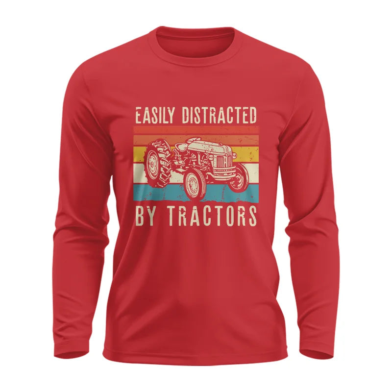 Easily Distracted By Tractors Vintage Design - Unisex Ultra Cotton Long Sleeve Tee