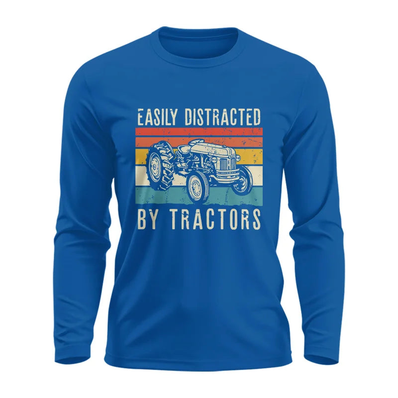 Easily Distracted By Tractors Vintage Design - Unisex Ultra Cotton Long Sleeve Tee