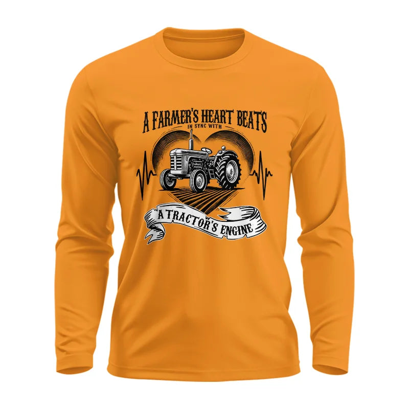 A Farmer’s Heart Beats A Tractor’s Engine - Unisex Ultra Cotton Long Sleeve Tee