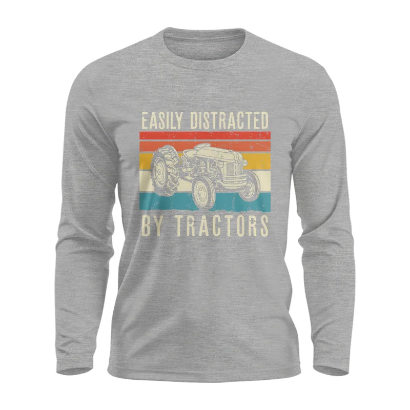 Easily Distracted By Tractors Vintage Design - Unisex Ultra Cotton Long Sleeve Tee