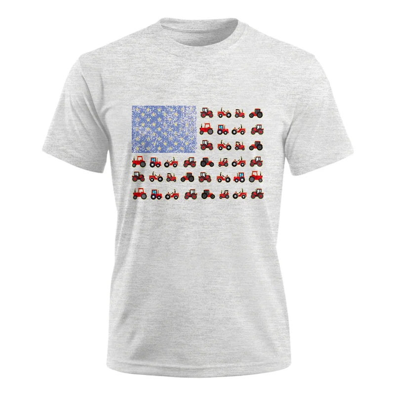 Farming Tractor Vintage Patriotic American Flag - Unisex Ultra Cotton Tee