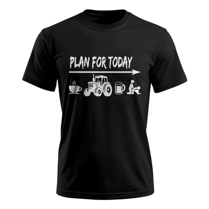 Image of Funny Farmer Plan For Today Coffee Tractor Beer Bed - Unisex Ultra Cotton Tee