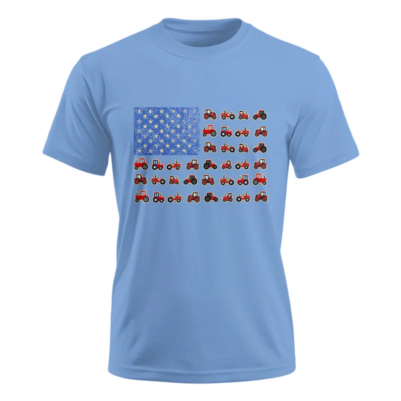 Farming Tractor Vintage Patriotic American Flag - Unisex Ultra Cotton Tee