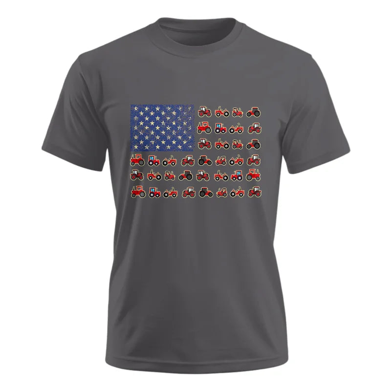 Farming Tractor Vintage Patriotic American Flag - Unisex Ultra Cotton Tee