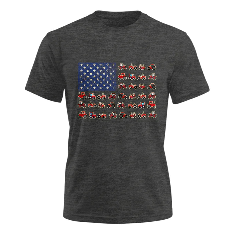 Farming Tractor Vintage Patriotic American Flag - Unisex Ultra Cotton Tee