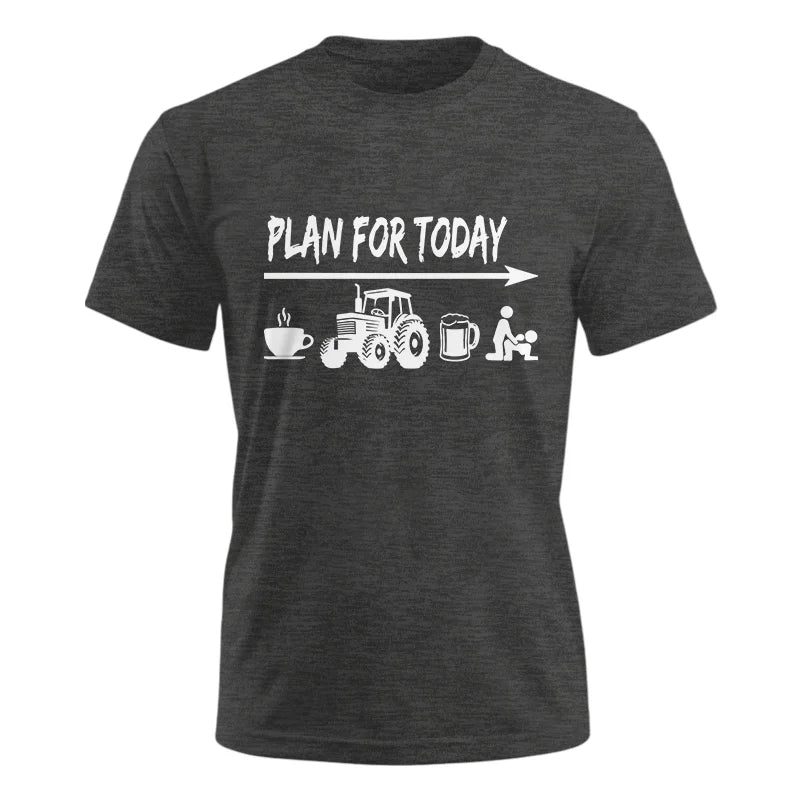 Image of Funny Farmer Plan For Today Coffee Tractor Beer Bed - Unisex Ultra Cotton Tee