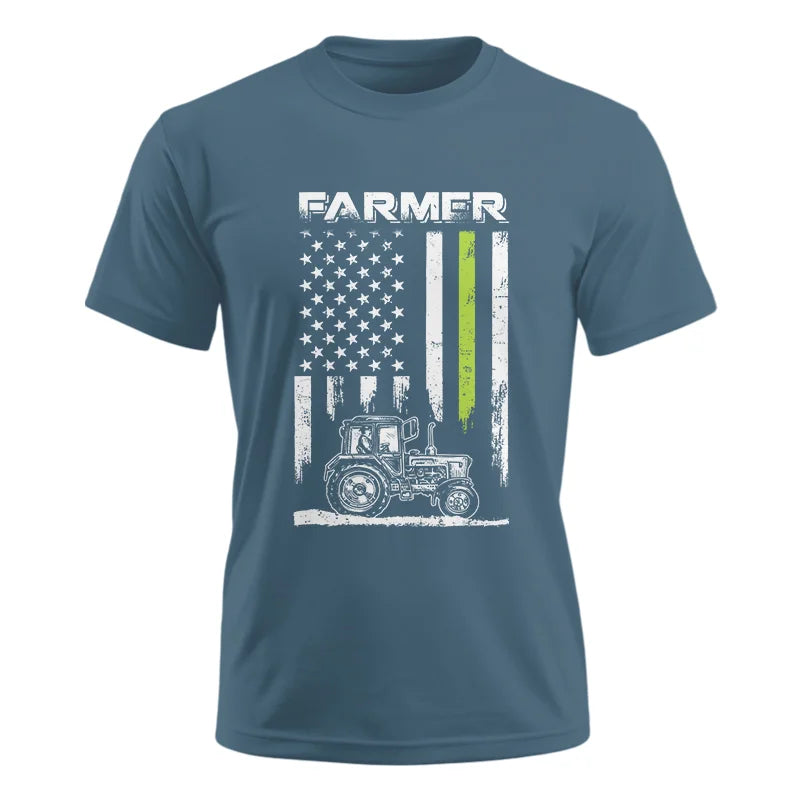 Image of Farmer Tractor Patriotic American Flag - Unisex Ultra Cotton Tee