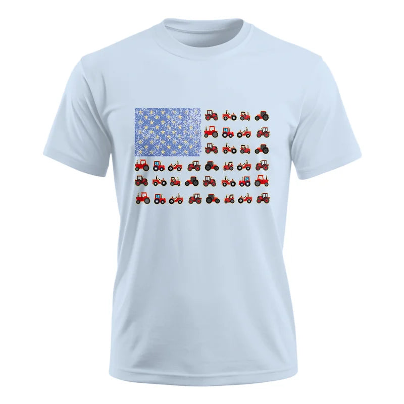 Farming Tractor Vintage Patriotic American Flag - Unisex Ultra Cotton Tee